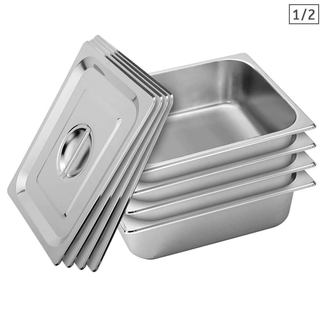 Soga 4X Gastronorm Gn Pan Full Size 1/2 Gn Pan 10Cm Deep Stainless Steel Tray With Lid, Home &Amp; Living, Kitchen &Amp; Dining, Bakeware, Baking Trays, ,  - Nz Depot 1