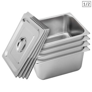 Soga 4X Gastronorm Gn Pan Full Size 12 Gn Pan 20Cm Deep Stainless Steel Tray With Lid Nz Depot - Nz Depot