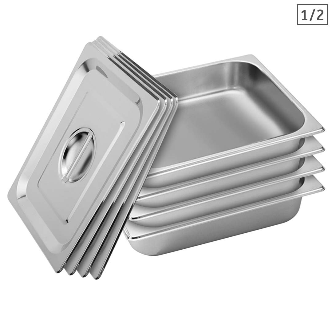 Soga 4X Gastronorm Gn Pan Full Size 1/2 Gn Pan 6.5Cm Deep Stainless Steel Tray With Lid, Home &Amp; Living, Kitchen &Amp; Dining, Bakeware, Baking Trays, ,  - Nz Depot 1