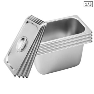 Soga 4X Gastronorm Gn Pan Full Size 13 Gn Pan 15Cm Deep Stainless Steel Tray With Lid Nz Depot - Nz Depot