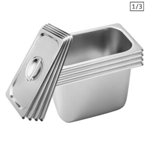 Soga 4X Gastronorm Gn Pan Full Size 13 Gn Pan 20Cm Deep Stainless Steel Tray With Lid Nz Depot - Nz Depot