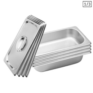 Soga 4X Gastronorm Gn Pan Full Size 13 Gn Pan 6.5 Cm Deep Stainless Steel Tray With Lid Nz Depot - Nz Depot