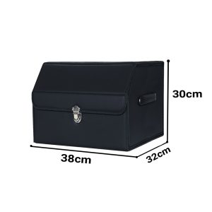 SOGA 4X Leather Car Boot Collapsible Foldable Trunk Cargo Organizer Portable Storage Box With Lock Black Small, Garden, Tools & Hardware, Automotive Parts & Accessories, Accessories & Car Care, Interior Accessories, ,  - NZ DEPOT 2