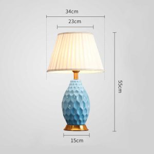 SOGA 4X Textured Ceramic Oval Table Lamp with Gold Metal Base Blue, Home & Living, Lighting, Indoor Lights, Lamps, Table Lamps,  - NZ DEPOT 2