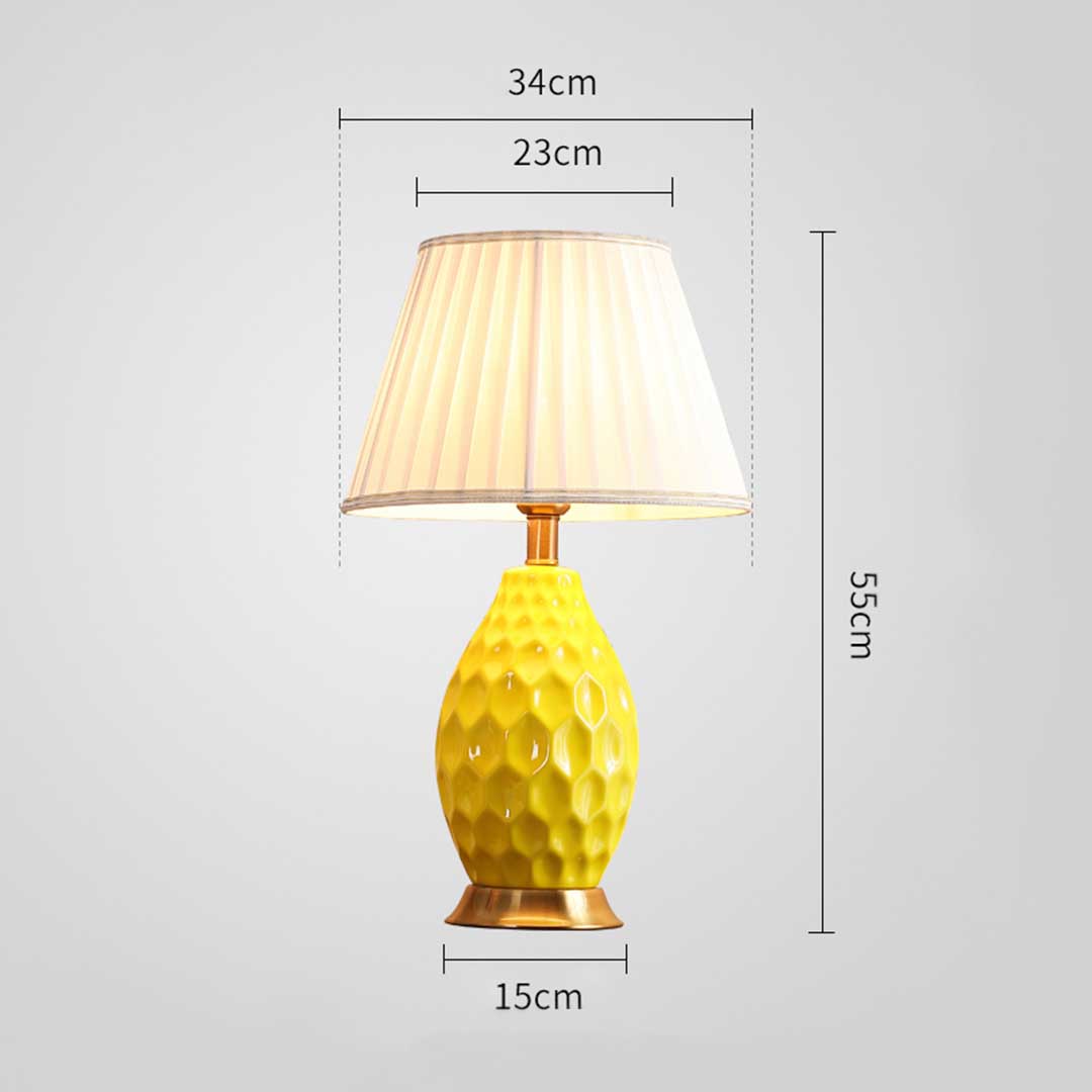 Soga 4X Textured Ceramic Oval Table Lamp With Gold Metal Base Yellow, Home &Amp; Living, Lighting, Indoor Lights, Lamps, Table Lamps,  - Nz Depot 2