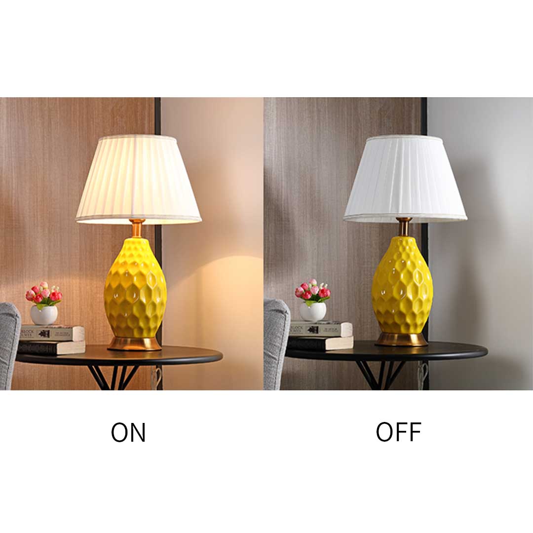 Soga 4X Textured Ceramic Oval Table Lamp With Gold Metal Base Yellow, Home &Amp; Living, Lighting, Indoor Lights, Lamps, Table Lamps,  - Nz Depot 6