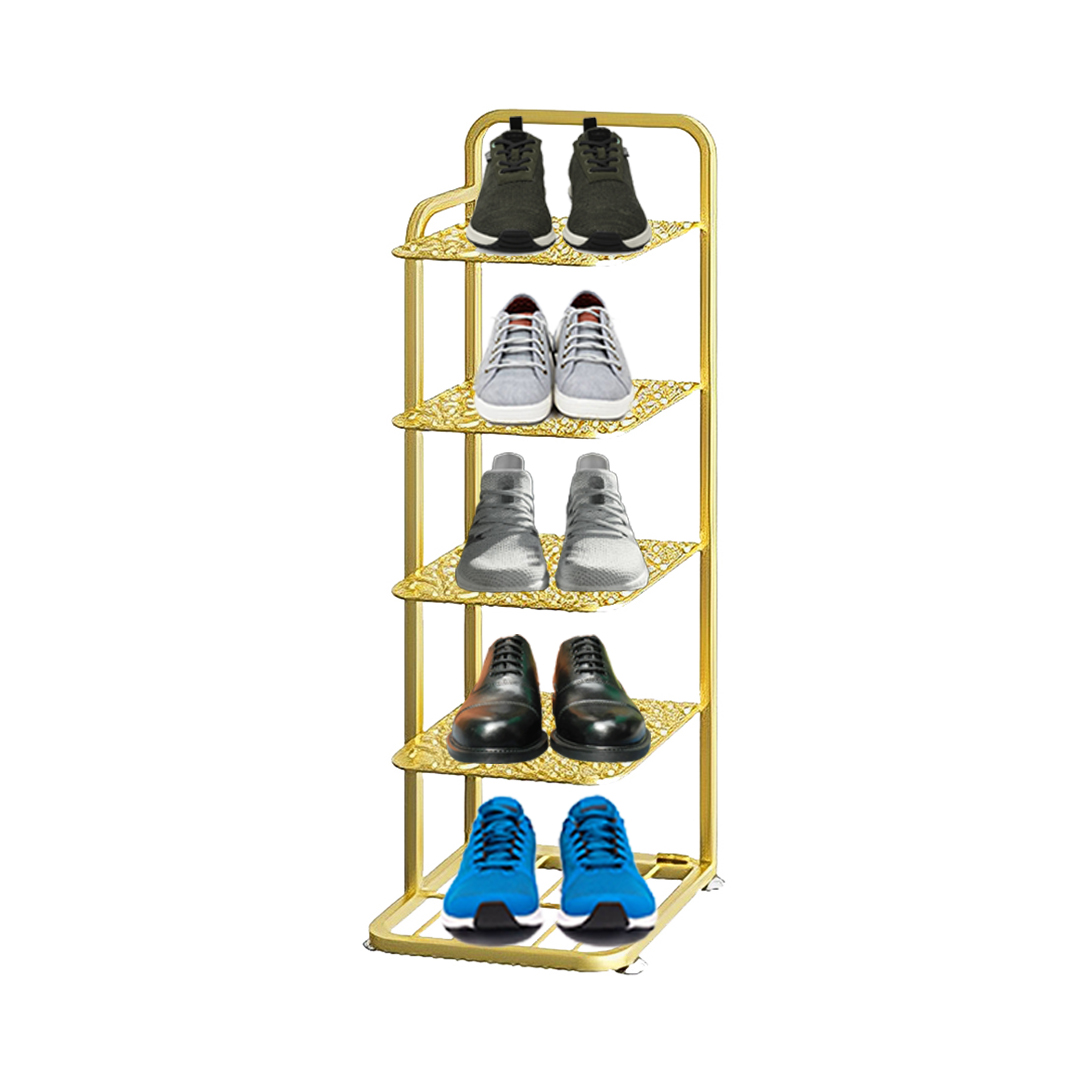 Soga 5 Tier Gold Plated Metal Shoe Organizer Space Saving Portable Footwear Storage Shelf, Furniture, Storage &Amp; Shelving, Shoe Storage, , ,  - Nz Depot 1