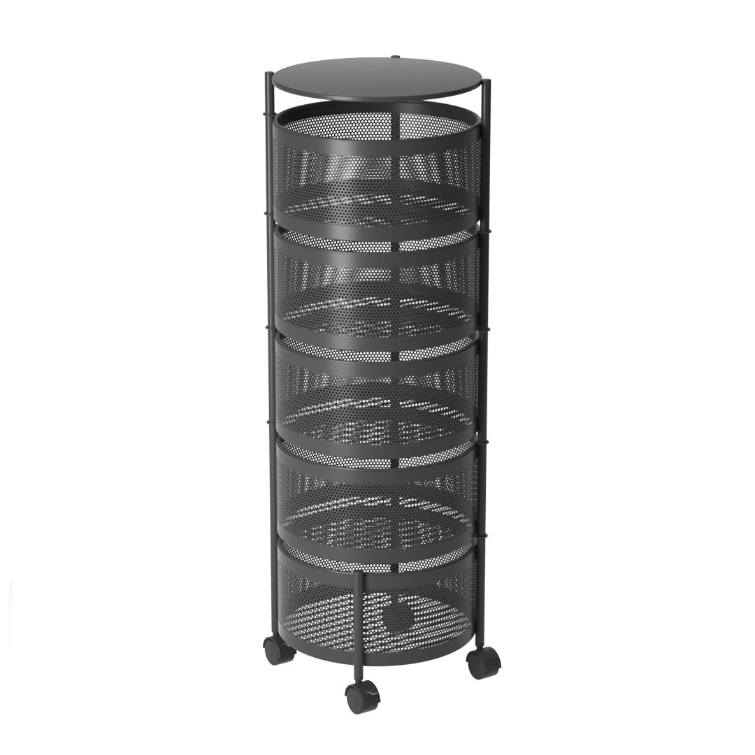 Soga 5 Tier Steel Round Rotating Kitchen Cart Multi-Functional Shelves Portable Storage Organizer With Wheels, Garden, Tools &Amp; Hardware, Garage Storage &Amp; Organisation, Utility Shelves, , ,  - Nz Depot 1