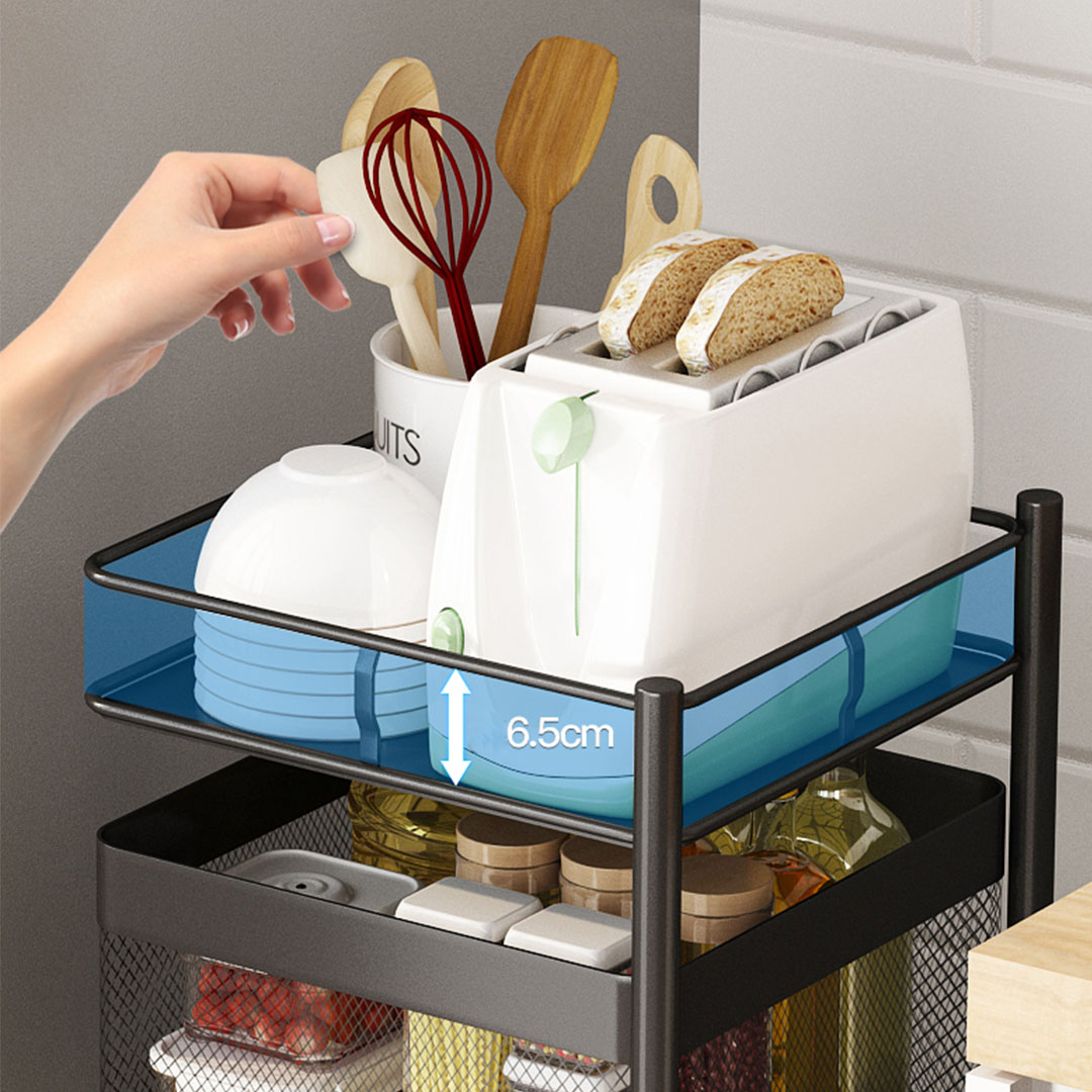 Soga 5 Tier Steel Square Rotating Kitchen Cart Multi-Functional Shelves Portable Storage Organizer With Wheels, Garden, Tools &Amp; Hardware, Garage Storage &Amp; Organisation, Utility Shelves, , ,  - Nz Depot 5