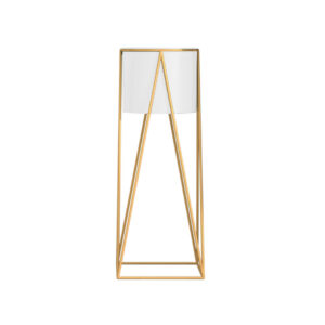 SOGA 50cm Gold Metal Plant Stand with White Flower Pot Holder Corner Shelving Rack Indoor Display NZ DEPOT