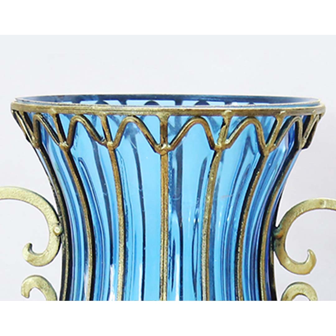 Soga 51Cm Blue Glass Oval Floor Vase With Metal Flower Stand, Home &Amp; Living, Home Decor, Vases, , ,  - Nz Depot 6