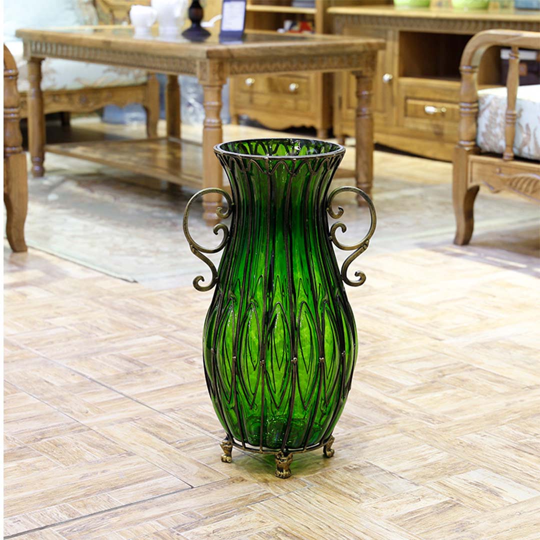 Soga 51Cm Green Glass Oval Floor Vase With Metal Flower Stand, Home &Amp; Living, Home Decor, Vases, , ,  - Nz Depot 8