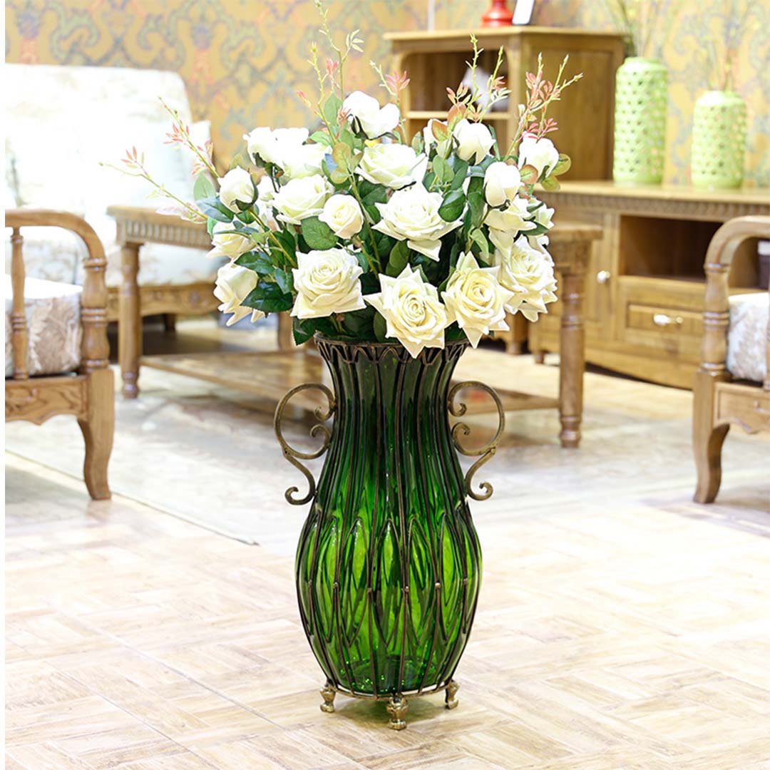 Soga 51Cm Green Glass Oval Floor Vase With Metal Flower Stand, Home &Amp; Living, Home Decor, Vases, , ,  - Nz Depot 9