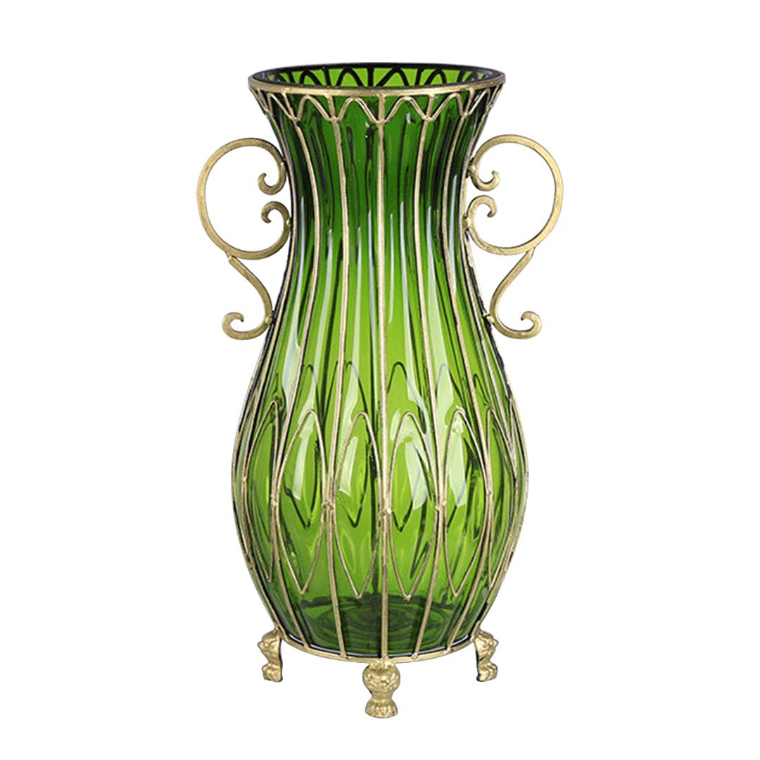 Soga 51Cm Green Glass Oval Floor Vase With Metal Flower Stand, Home &Amp; Living, Home Decor, Vases, , ,  - Nz Depot 1