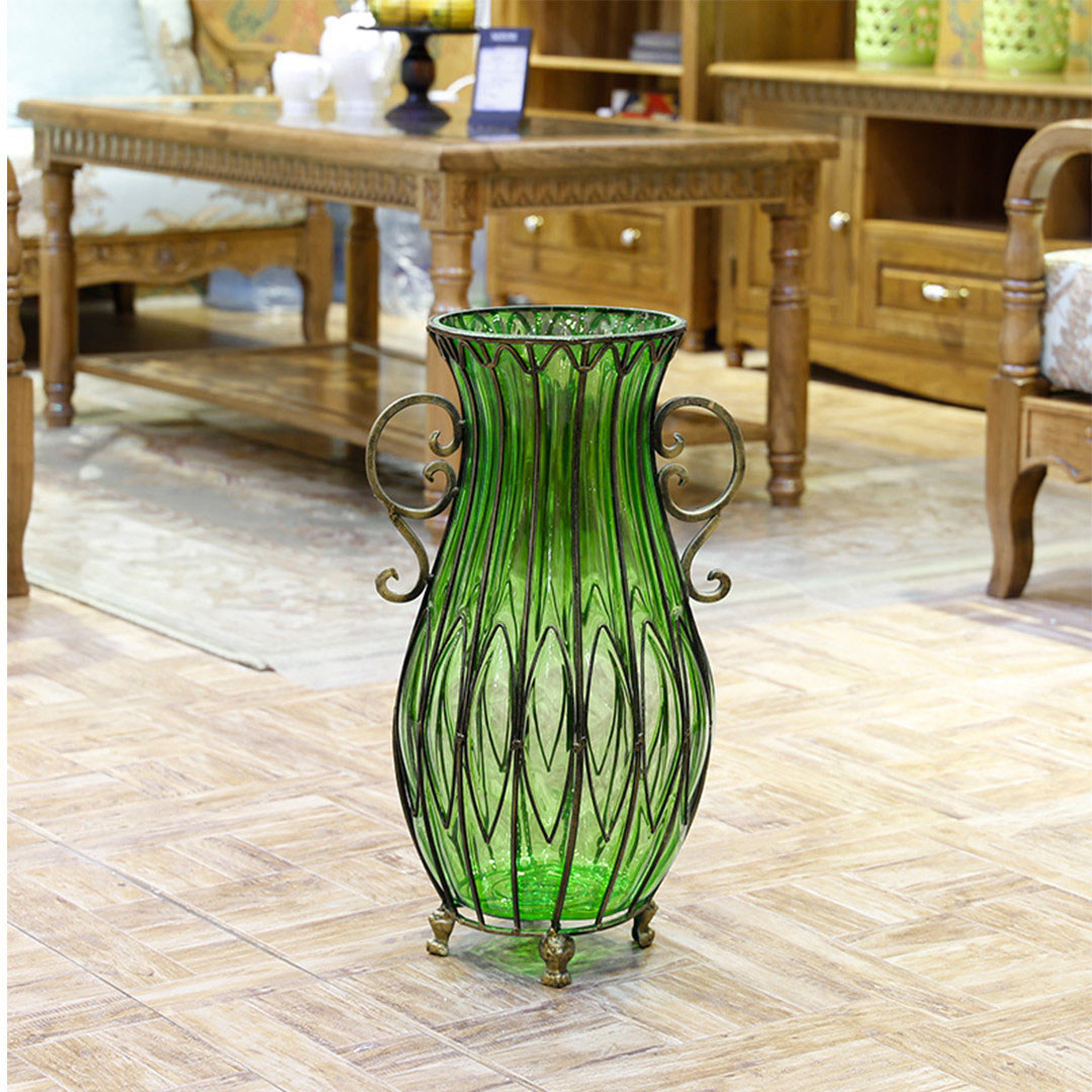 Soga 51Cm Green Glass Tall Floor Vase With 12Pcs Artificial Fake Flower Set, Home &Amp; Living, Home Decor, Vases, , ,  - Nz Depot 9