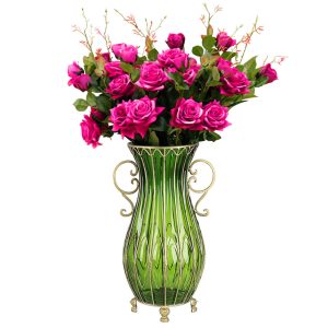 Soga 51Cm Green Glass Tall Floor Vase With 12Pcs Artificial Fake Flower Set Nz Depot 9 - Nz Depot