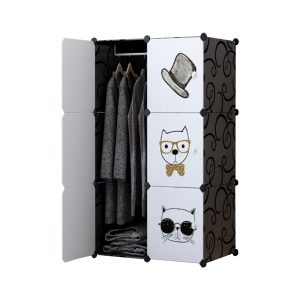 Soga 6 Cubes Black Portable Wardrobe Divide Grid Modular Storage Organiser Foldable Closet Nz Depot - Nz Depot