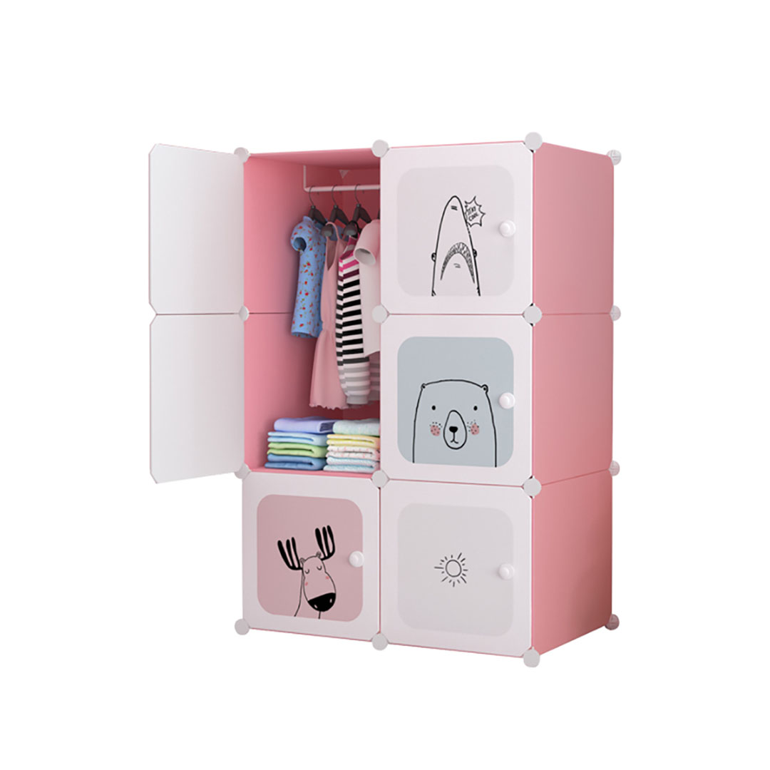 Soga 6 Cubes Pink Portable Wardrobe Divide-Grid Modular Storage Organiser Foldable Closet, Home &Amp; Living, Bedroom, Bedroom Storage Solutions, Other, ,  - Nz Depot 1