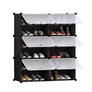 SOGA 6 Tier 2 Column Shoe Rack Organizer Sneaker Footwear Storage Stackable Stand Cabinet Portable Wardrobe with Cover, Furniture, Storage & Shelving, Shoe Storage, , ,  - NZ DEPOT 1