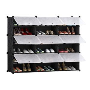 SOGA 6 Tier 3 Column Shoe Rack Organizer Sneaker Footwear Storage Stackable Stand Cabinet Portable Wardrobe with Cover, Furniture, Storage & Shelving, Shoe Storage, , ,  - NZ DEPOT 1