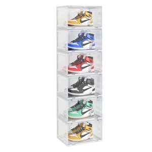 Soga 6 Tier Transparent Portable Shoe Organiser Sneaker Footwear Folding Plastic Bin Stackable Storage Box With Magnetic Door Nz Depot - Nz Depot