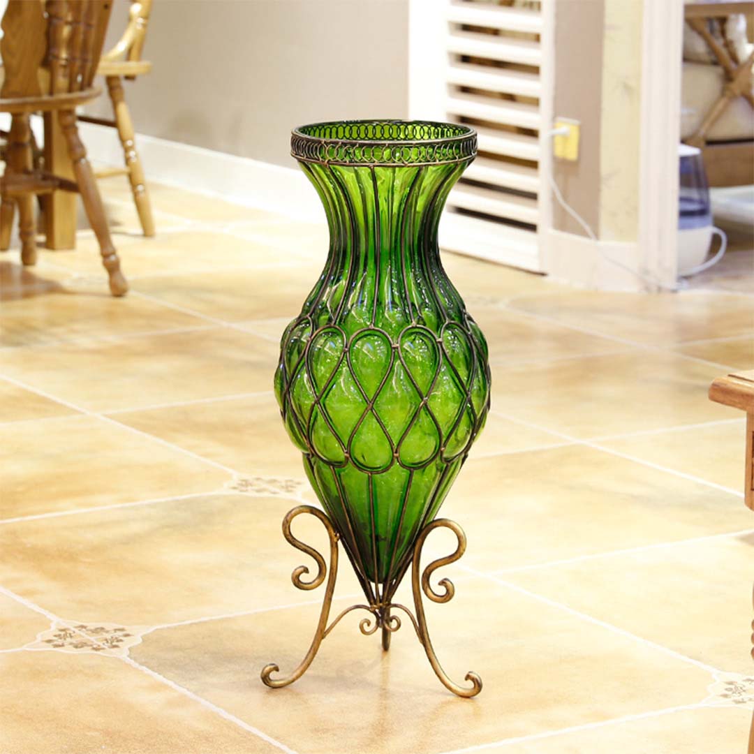 Soga 67Cm Green Glass Tall Floor Vase With Metal Flower Stand, Home &Amp; Living, Home Decor, Vases, , ,  - Nz Depot 8