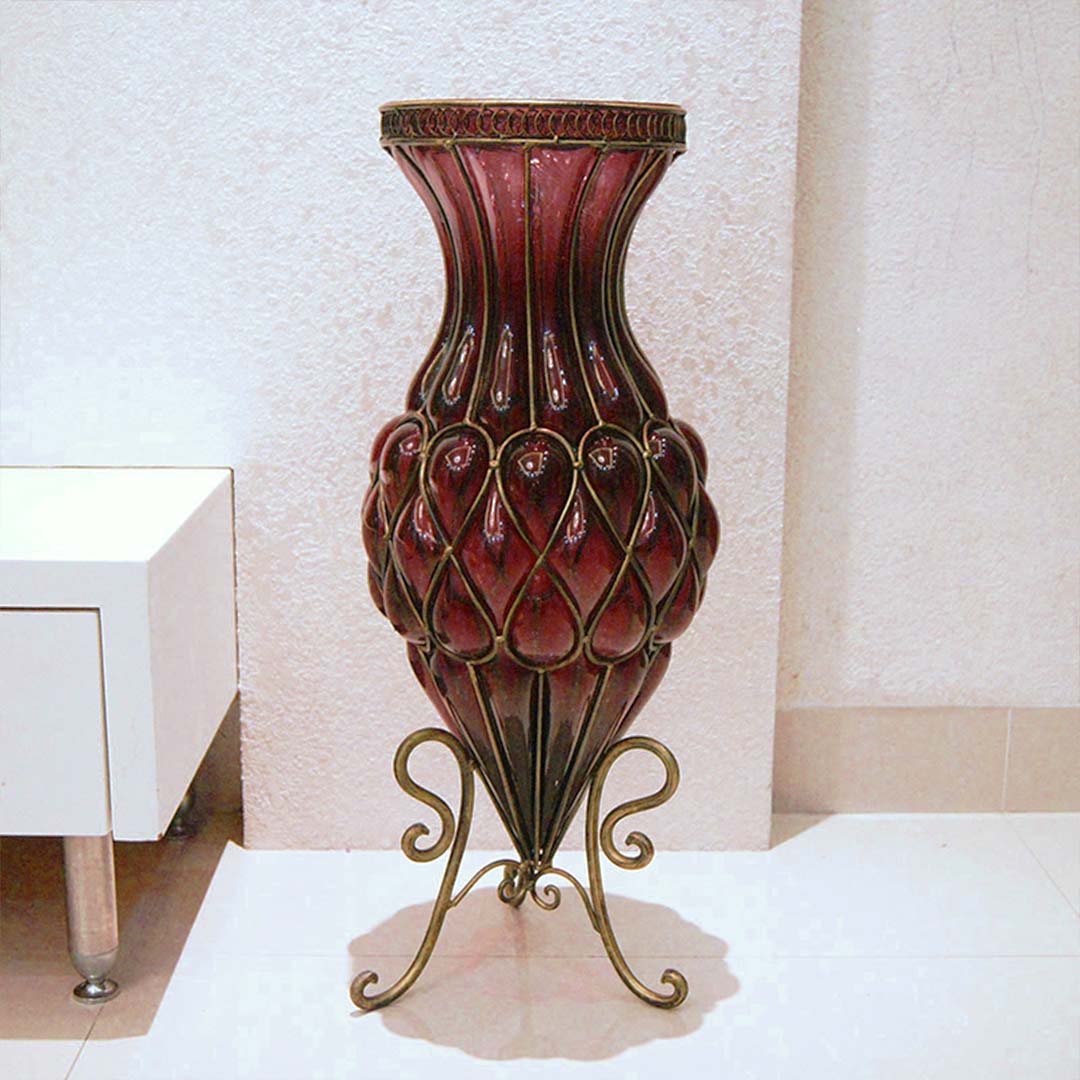 Soga 67Cm Purple Glass Tall Floor Vase With Metal Flower Stand, Home &Amp; Living, Home Decor, Vases, , ,  - Nz Depot 8