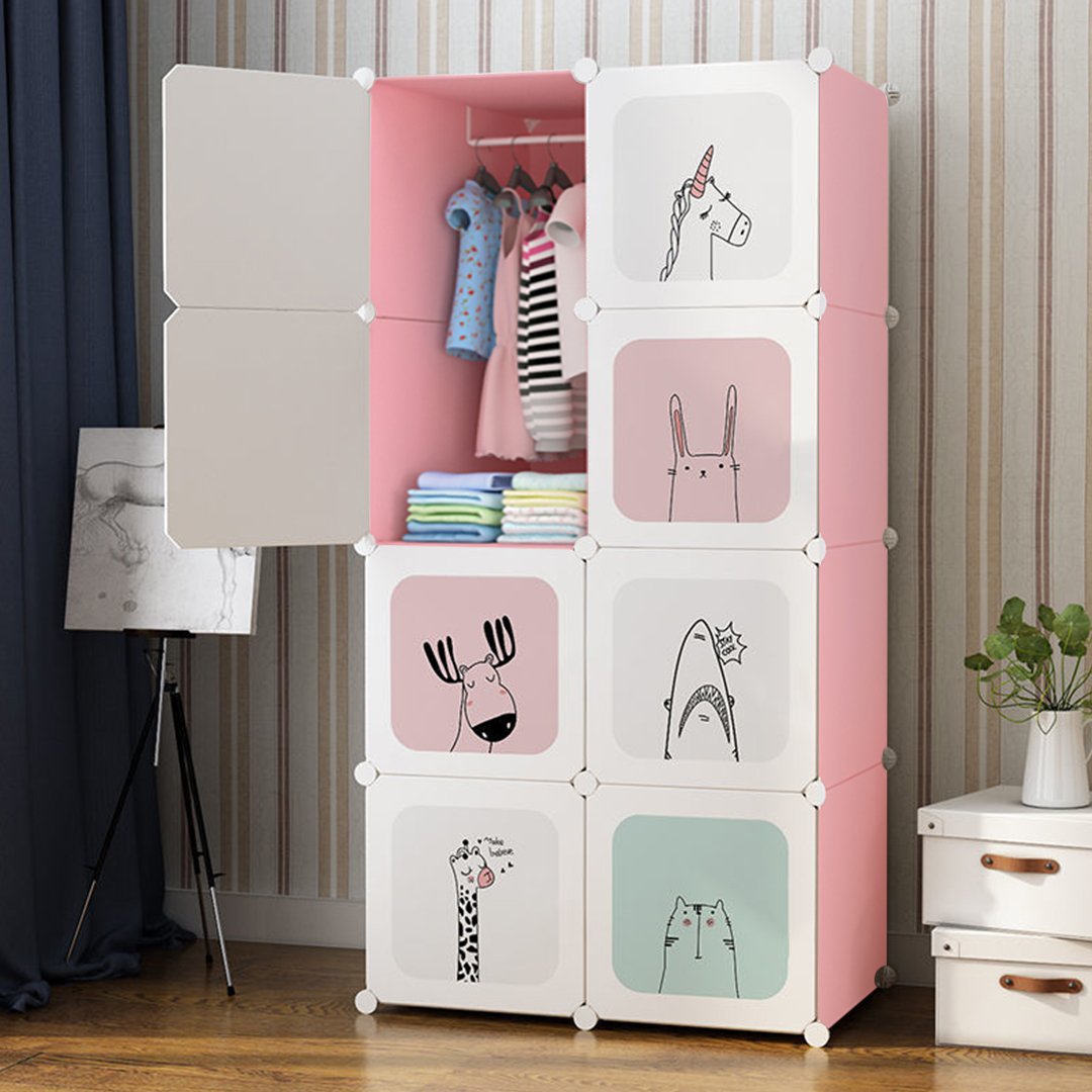 Soga 8 Cubes Pink Portable Wardrobe Divide-Grid Modular Storage Organiser Foldable Closet, Home &Amp; Living, Bedroom??Edroom Storage Solutions, Other, , ,  - Nz Depot 3