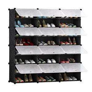 SOGA 8 Tier 3 Column Shoe Rack Organizer Sneaker Footwear Storage Stackable Stand Cabinet Portable Wardrobe with Cover, Furniture, Storage & Shelving, Shoe Storage, , ,  - NZ DEPOT 1