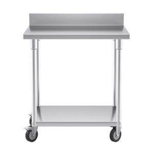 SOGA 80cm Commercial Catering Kitchen Stainless Steel Prep Work Bench Table with Backsplash and Caster Wheels, furniture, kitchen & dining room furniture, buffets, sideboards & kitchen islands, , ,  - NZ DEPOT 2