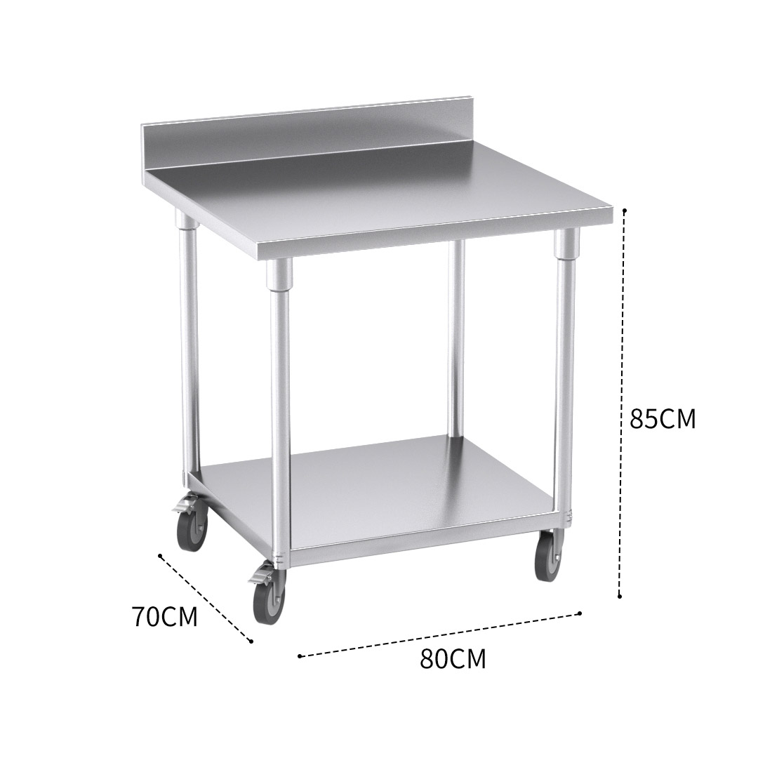 Soga 80Cm Commercial Catering Kitchen Stainless Steel Prep Work Bench Table With Backsplash And Caster Wheels, Furniture, Kitchen &Amp; Dining Room Furniture, Buffets, Sideboards &Amp; Kitchen Islands, , ,  - Nz Depot 3