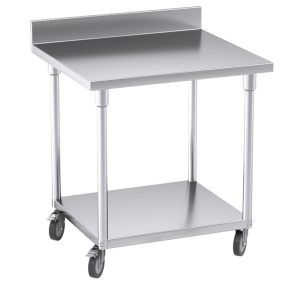 SOGA 80cm Commercial Catering Kitchen Stainless Steel Prep Work Bench Table with Backsplash and Caster Wheels, furniture, kitchen & dining room furniture, buffets, sideboards & kitchen islands, , ,  - NZ DEPOT 1