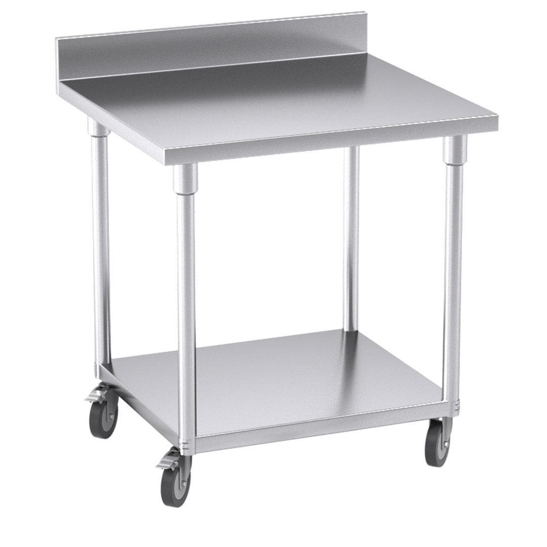 Soga 80Cm Commercial Catering Kitchen Stainless Steel Prep Work Bench Table With Backsplash And Caster Wheels, Furniture, Kitchen &Amp; Dining Room Furniture, Buffets, Sideboards &Amp; Kitchen Islands, , ,  - Nz Depot 1