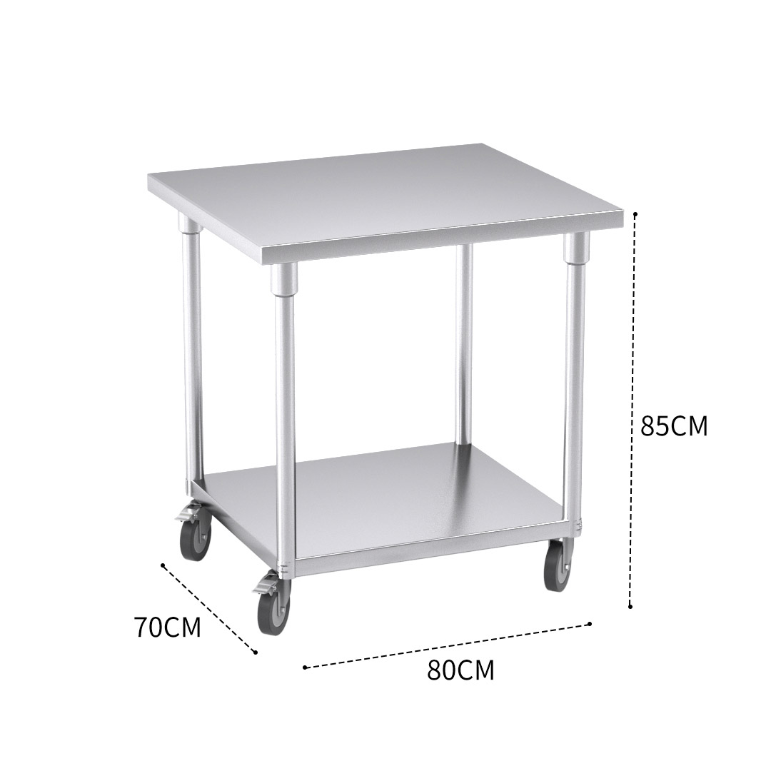 Soga 80Cm Commercial Catering Kitchen Stainless Steel Prep Work Bench Table With Wheels, Furniture, Kitchen &Amp; Dining Room Furniture, Buffets, Sideboards &Amp; Kitchen Islands, , ,  - Nz Depot 3