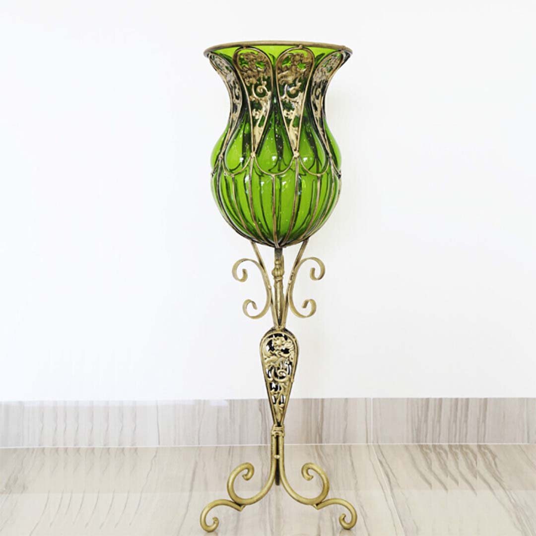 Soga 85Cm Green Glass Floor Vase With Tall Metal Flower Stand, Home &Amp; Living, Home Decor, Vases, , ,  - Nz Depot 7