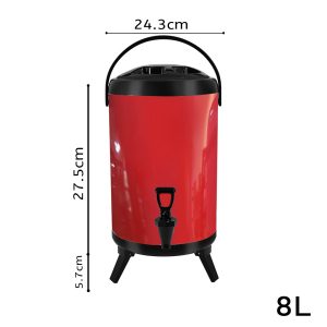 SOGA 8L Stainless Steel Insulated Milk Tea Barrel Hot and Cold Beverage Dispenser Container with Faucet Red, Home & Living, Kitchen & Dining, Barware, Spirit Dispensers, ,  - NZ DEPOT 2