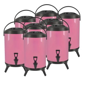 SOGA 8X 10L Stainless Steel Insulated Milk Tea Barrel Hot and Cold Beverage Dispenser Container with Faucet Pink, Home & Living, Kitchen & Dining, Barware, Spirit Dispensers, ,  - NZ DEPOT 1