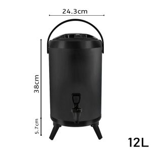 SOGA 8X 12L Stainless Steel Insulated Milk Tea Barrel Hot and Cold Beverage Dispenser Container with Faucet Black, Home & Living, Kitchen & Dining, Barware, Spirit Dispensers, ,  - NZ DEPOT 2