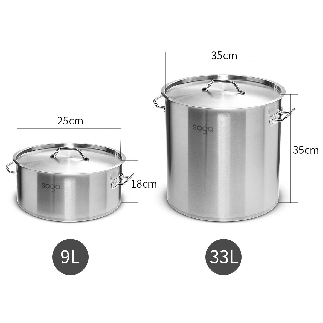 Soga 9L Wide Stock Pot And 33L Tall Top Grade Thick Stainless Steel Stockpot 18/10, Home &Amp; Living, Kitchen &Amp; Dining, Cookware, Stock &Amp; Multi Pots, ,  - Nz Depot 5