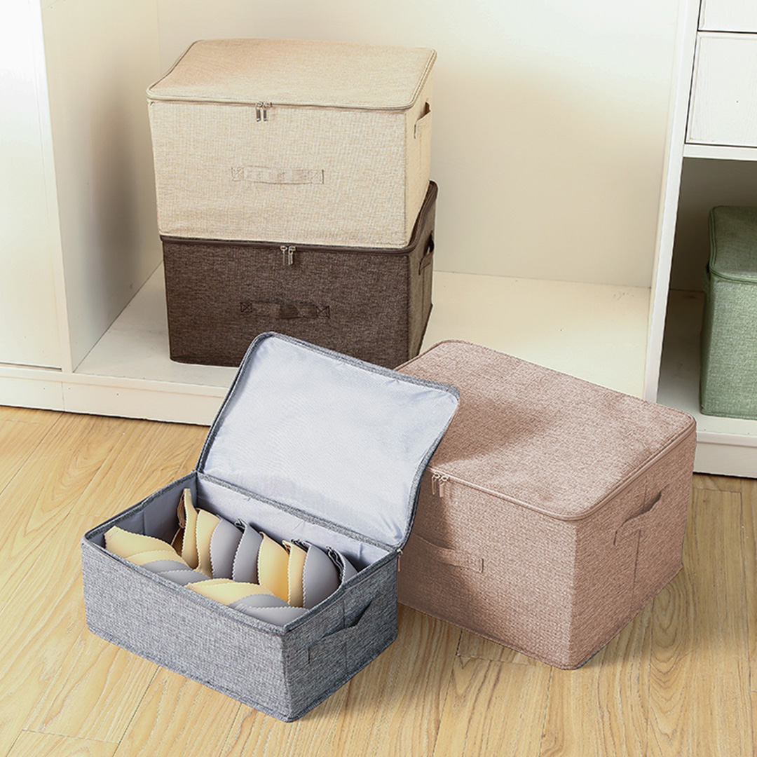 Soga Beige Large Portable Double Zipper Storage Box Moisture Proof Clothes Basket Foldable Home Organiser, Furniture, Storage &Amp; Shelving, Home Storage, , ,  - Nz Depot 3