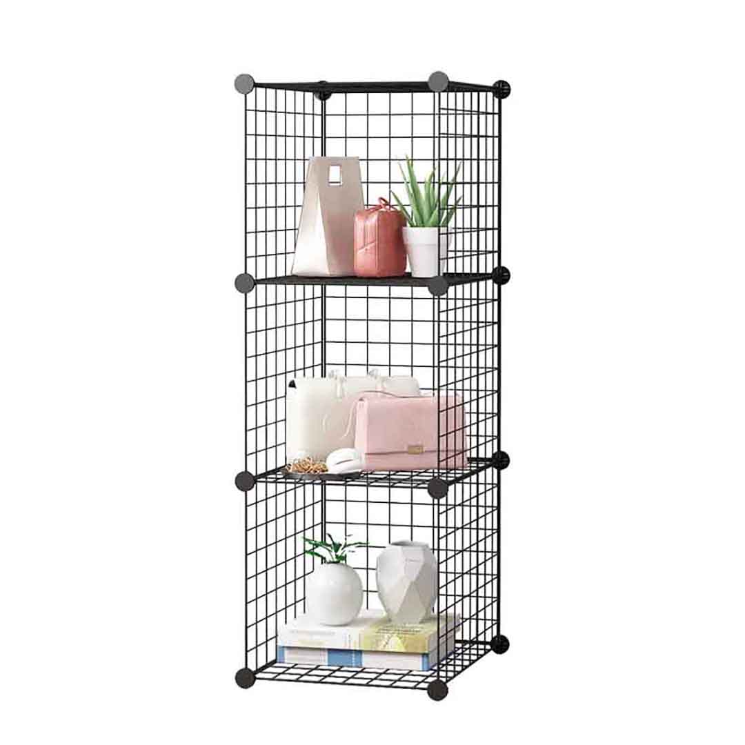 Soga Black Portable 3 Tier Cube Storage Organiser Foldable Diy Modular Grid Space Saving Shelf, Furniture, Storage &Amp; Shelving, Home Storage, , ,  - Nz Depot 1