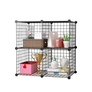 SOGA Black Portable 4-Cube Storage Organiser Foldable DIY Modular Grid Space Saving Shelf, Furniture, Storage & Shelving, Home Storage, , ,  - NZ DEPOT 1