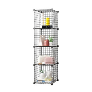 SOGA Black Portable 4 Tier Cube Storage Organiser Foldable DIY Modular Grid Space Saving Shelf, Furniture, Storage & Shelving, Home Storage, , ,  - NZ DEPOT 1