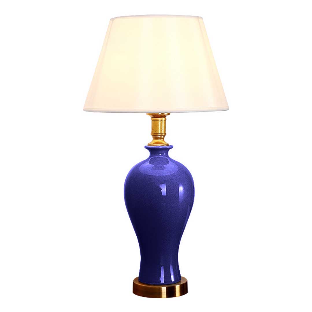 Soga Blue Ceramic Oval Table Lamp With Gold Metal Base, Home &Amp; Living, Lighting, Indoor Lights, Lamps, Table Lamps,  - Nz Depot 1