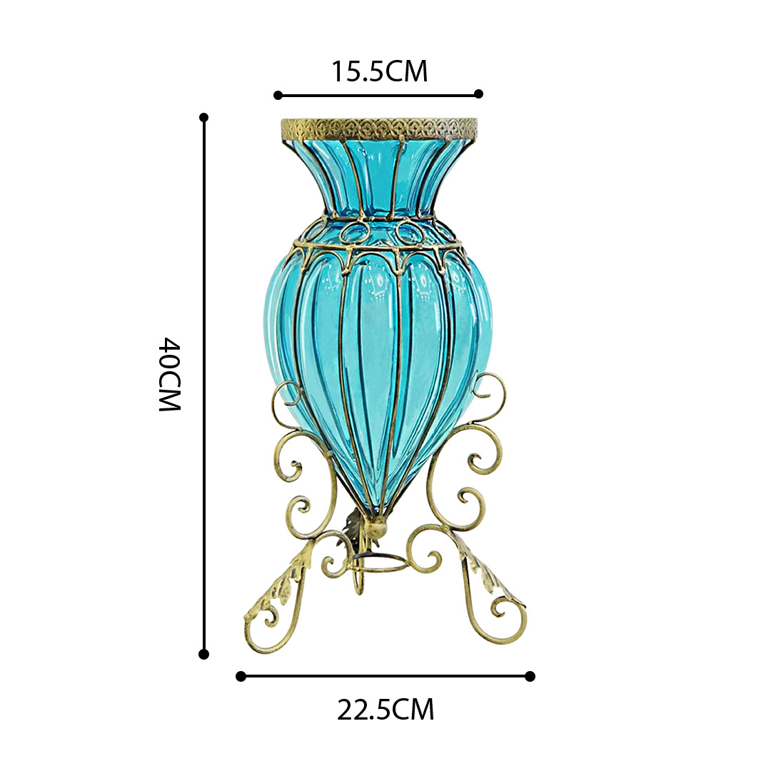 Soga Blue Colored European Glass Floor Home Decor Flower Vase With Metal Stand, Home &Amp; Living, Home Decor, Vases, , ,  - Nz Depot 6