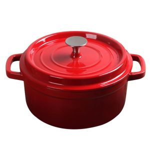 Soga Cast Iron 22Cm Enamel Porcelain Stewpot Casserole Stew Cooking Pot With Lid 2.7L Red Nz Depot - Nz Depot