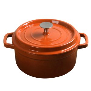 Soga Cast Iron 24Cm Enamel Porcelain Stewpot Casserole Stew Cooking Pot With Lid 3.6L Orange Nz Depot - Nz Depot