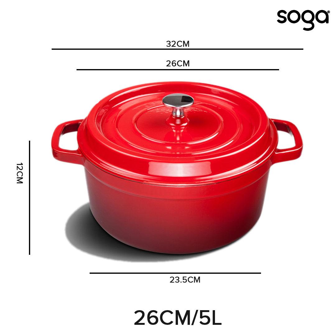 Soga Cast Iron 26Cm Enamel Porcelain Stewpot Casserole Stew Cooking Pot With Lid 5L Orange, Home &Amp; Living, Kitchen &Amp; Dining, Cookware, Casserole Dishes, ,  - Nz Depot 5