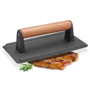 SOGA Cast Iron Bacon Meat Steak Press Grill BBQ with Wood Handle Weight Plate, Electronics & Appliances, Appliances, Small Kitchen Appliances, Benchtop Cooking, Sandwich Presses & Grills,  - NZ DEPOT 1