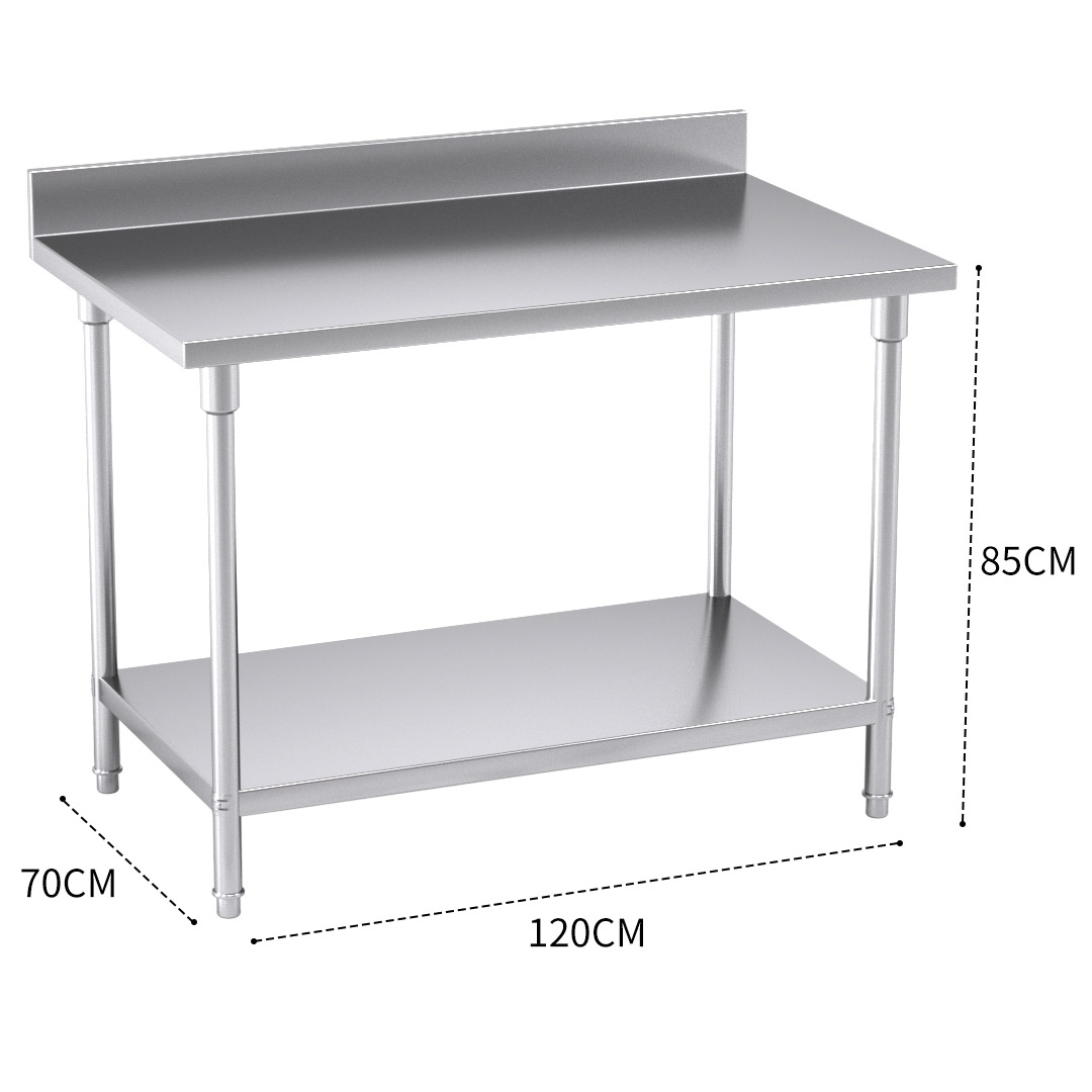 Soga Commercial Catering Kitchen Stainless Steel Prep Work Bench Table With Back-Splash 120*70*85Cm, Furniture, Kitchen &Amp; Dining Room Furniture, Buffets, Sideboards &Amp; Kitchen Islands, , ,  - Nz Depot 3